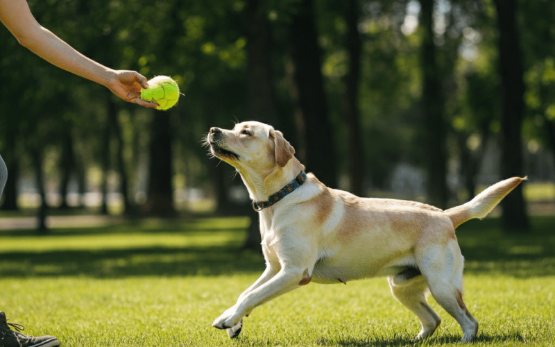 A man is playing with his pet